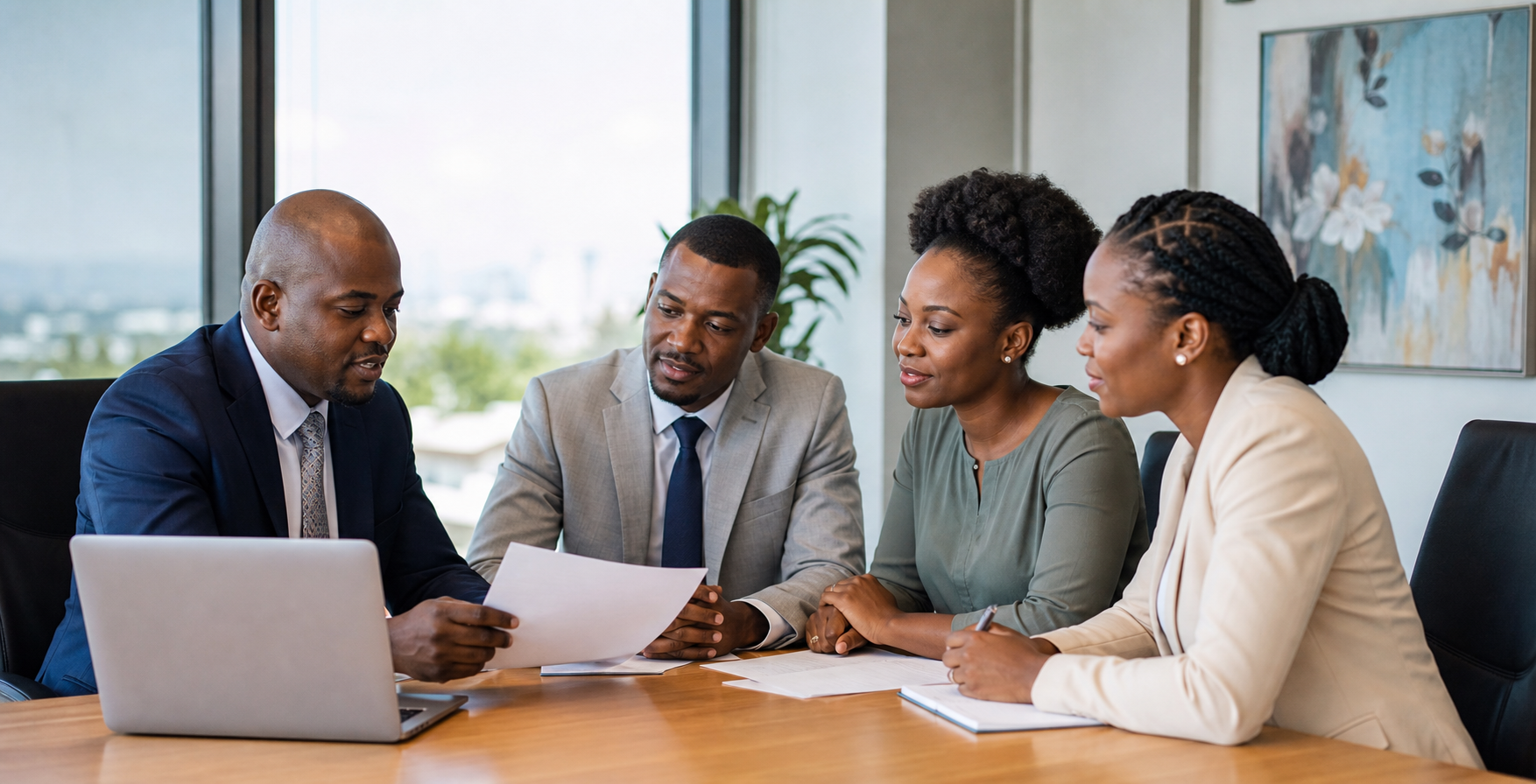 Business leaders reviewing employee medical insurance options
