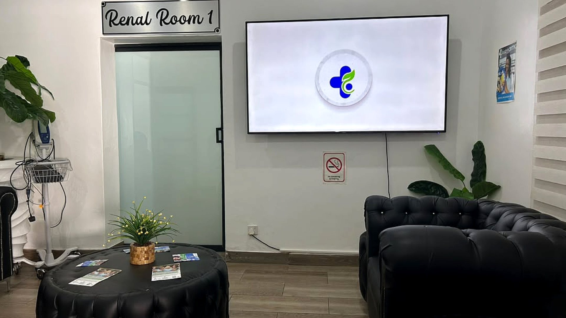 The patient waiting area beside Renal Room One at Rugare Medical