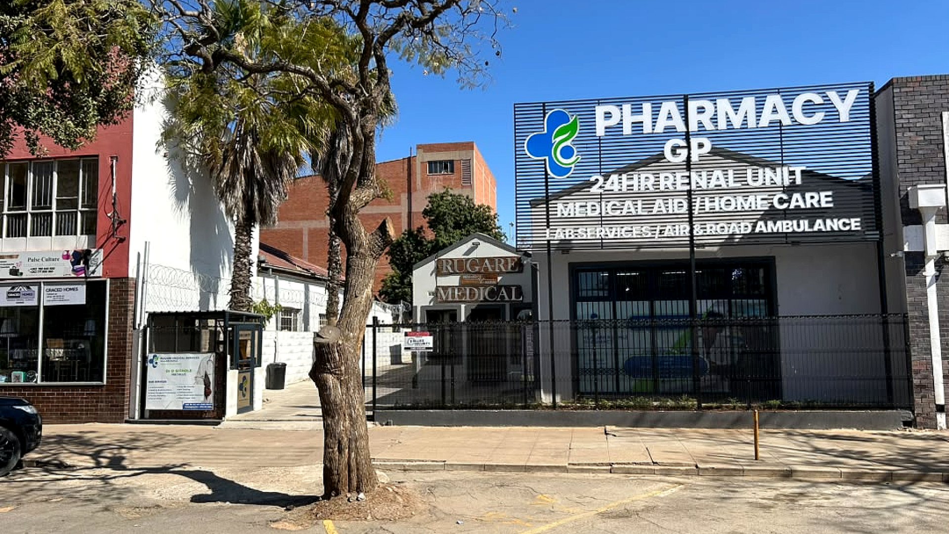 Street view of the Rugare Medical facility and its healthcare services in Bulawayo