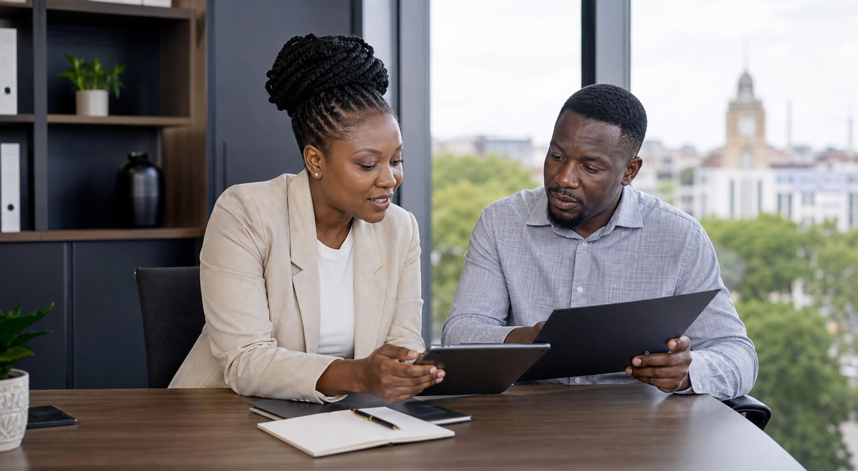 An insurance advisor discussing cover options with a client